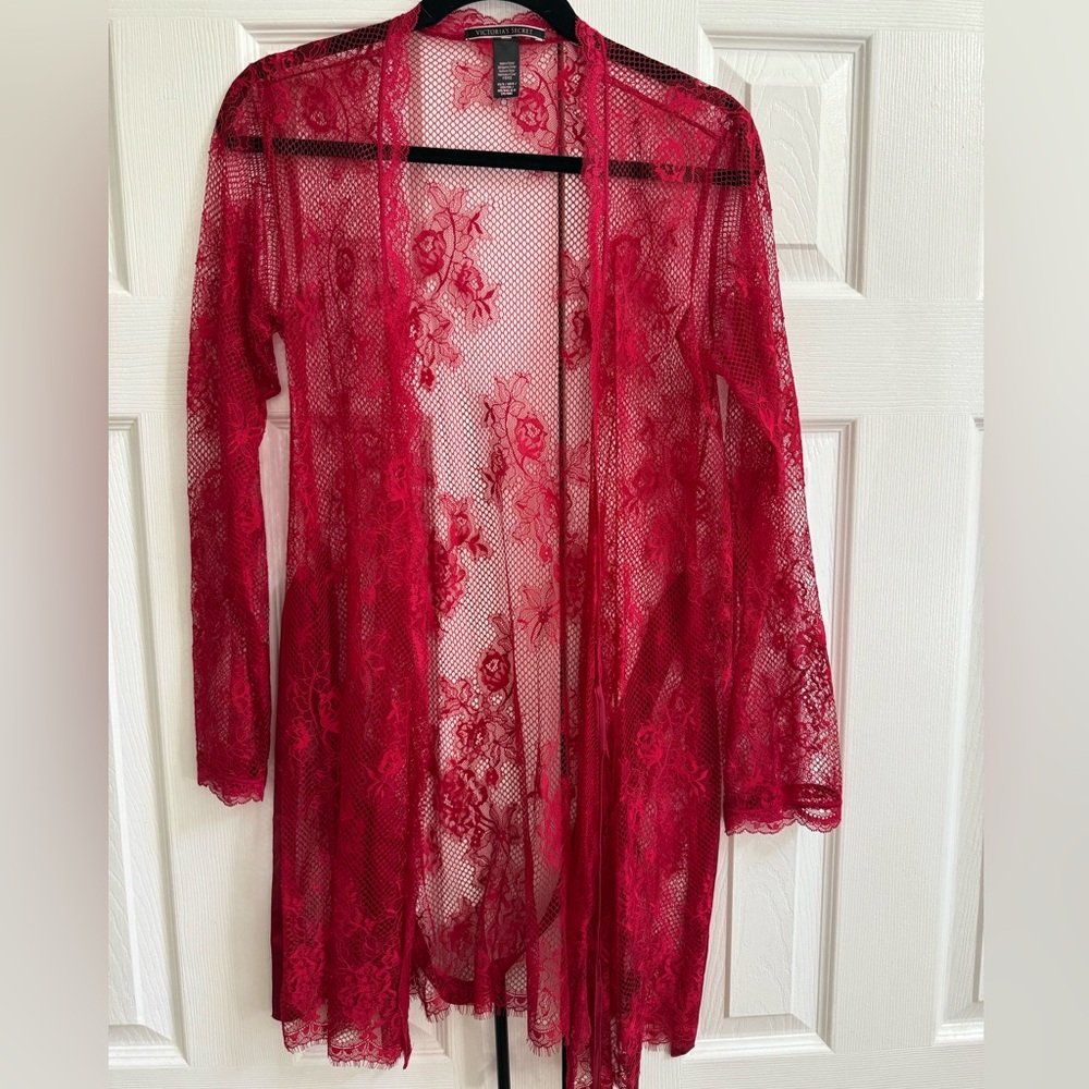 Victoria's Secret Scarlet Lace Robe